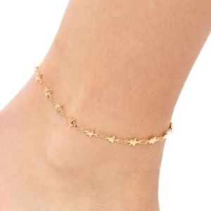 Gold Star Link Anklet Bracelet